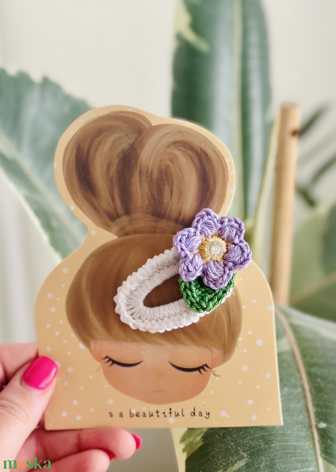 Horgolt virágos hajcsat - ruha & divat - hajdísz & hajcsat - hajcsat & hajtű - Meska.hu