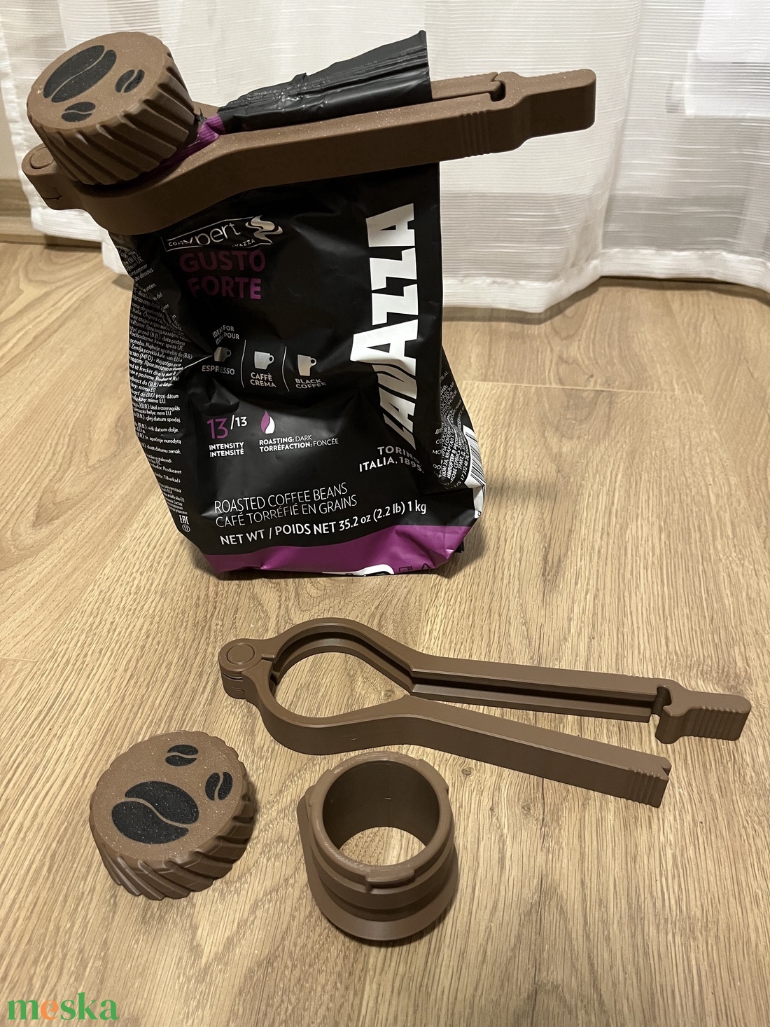 Kávés tasakzár és adagoló sett - stílusos frissesség minden napra! - otthon & életmód - konyhafelszerelés, tálalás - konyhai tárolás - tea & kávé tárolás - Meska.hu