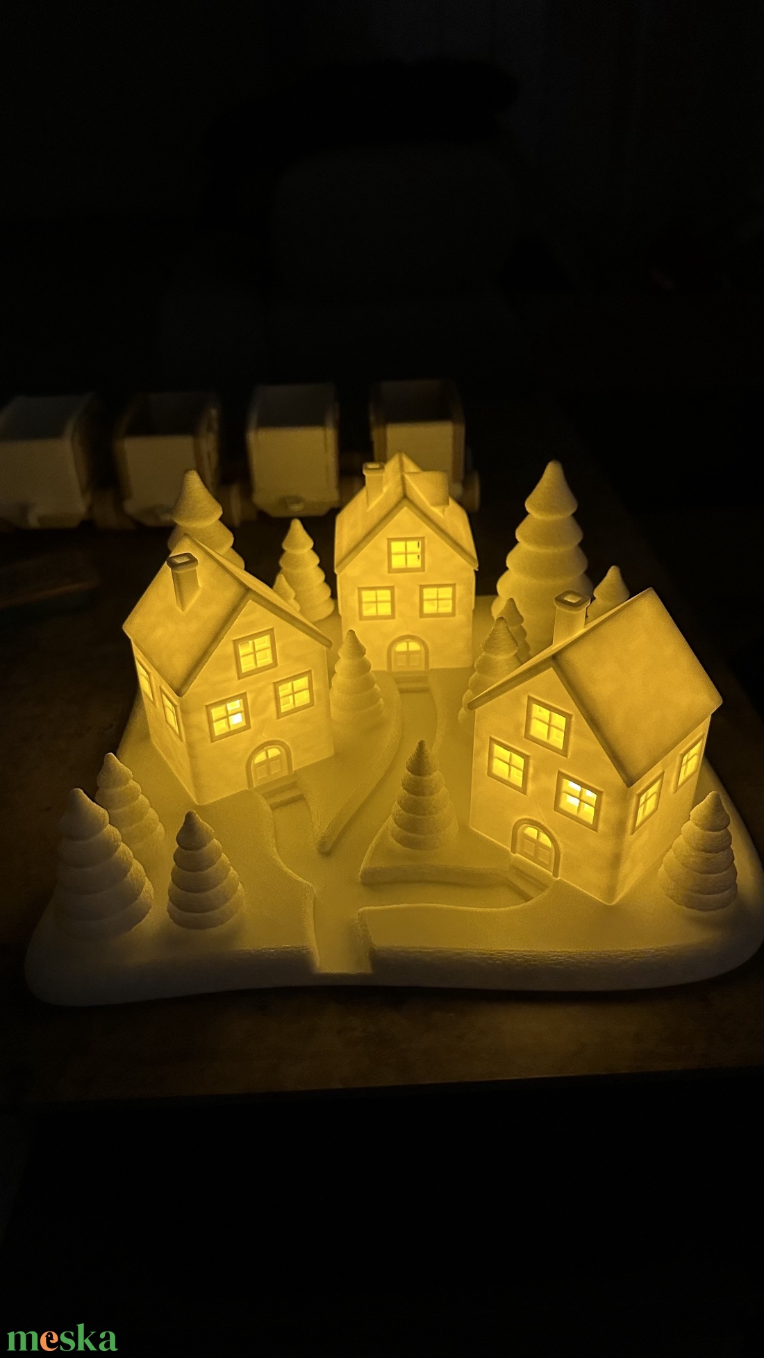 Hangulatos téli falu - karácsony - adventi díszek - adventi asztaldísz - Meska.hu