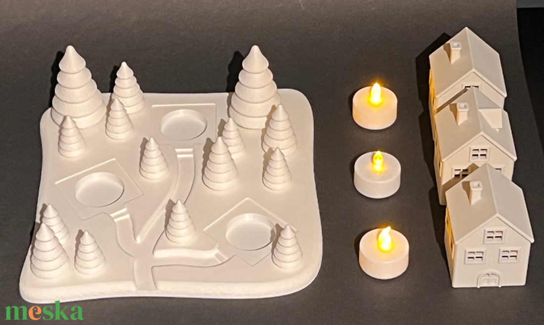 Hangulatos téli falu - karácsony - adventi díszek - adventi asztaldísz - Meska.hu