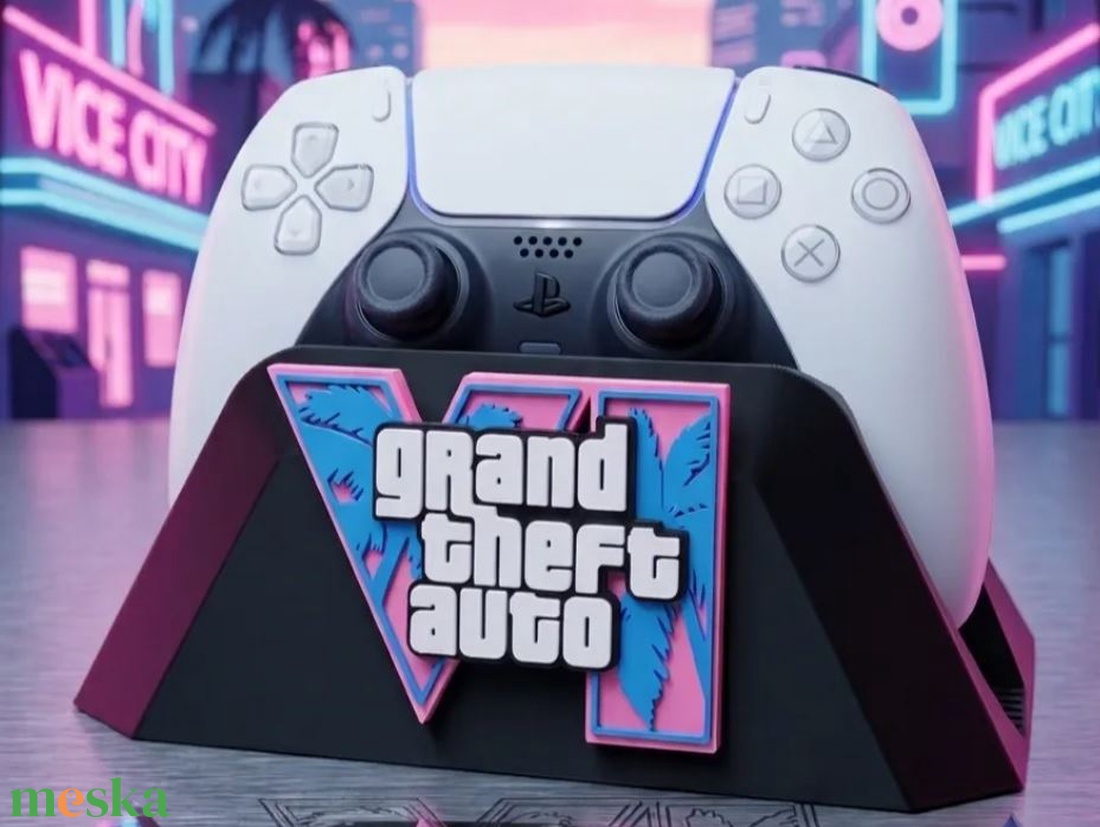 PS5 / Konzoltartó � GTA VI dizájn - otthon & életmód - dekoráció - asztal és polc dekoráció - asztaldísz - Meska.hu