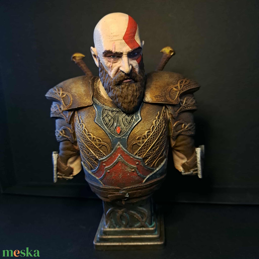 Kratos mellszobor - művészet - makett, modell - Meska.hu