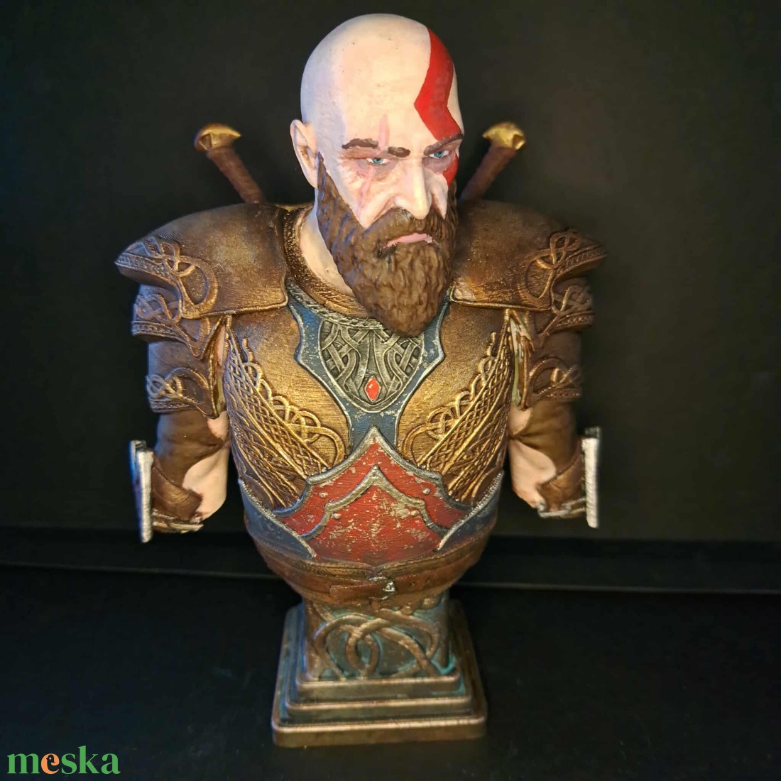 Kratos mellszobor - művészet - makett, modell - Meska.hu