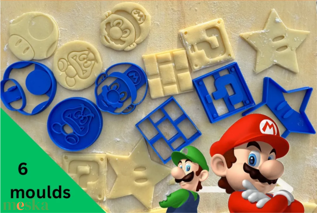 6 darabos Super Mario témájú, 3D nyomtatott süteménykiszúró szett . - otthon & életmód - konyhafelszerelés, tálalás - sütés, főzés - sütikiszúró - Meska.hu