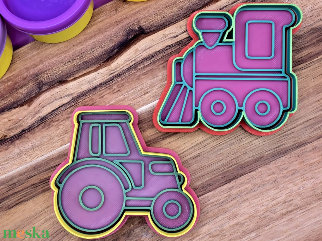  3D Nyomtatott Traktor és Gőzmozdony Süteménykiszúró Szett (2 darabos) - otthon & életmód - konyhafelszerelés, tálalás - sütés, főzés - sütikiszúró - Meska.hu