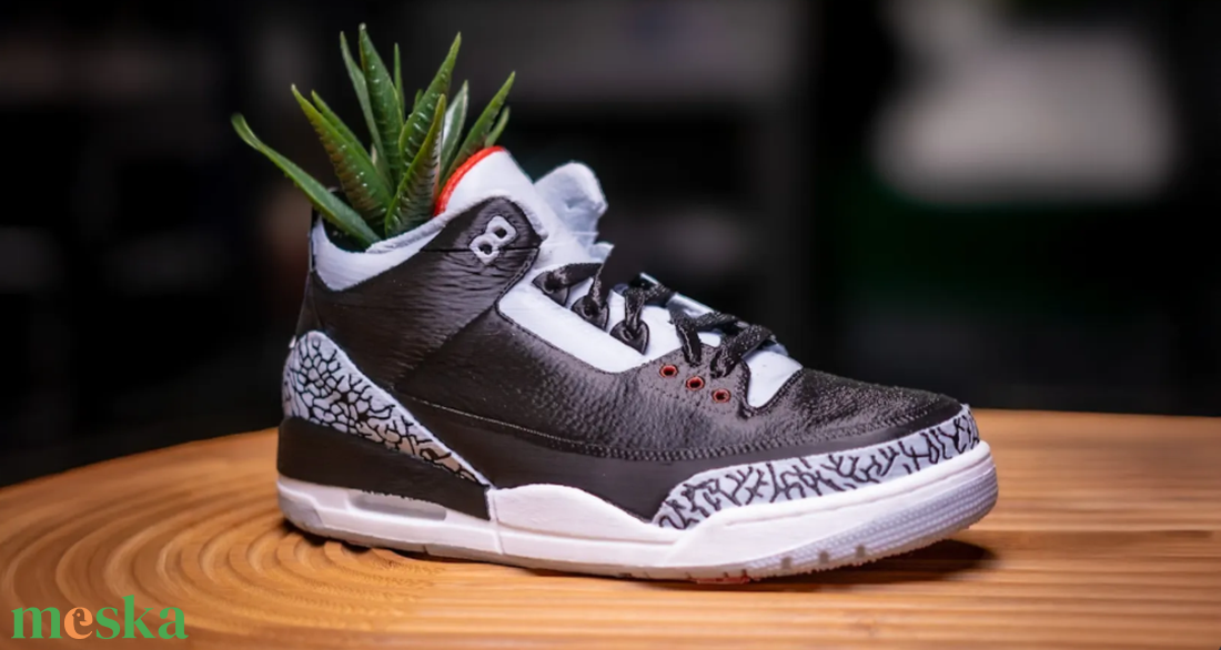 Air Jordan 3 Retro Black Cement Sneaker Kaspó és Tároló - otthon & életmód - virágdekoráció - virágtartó - kaspó - Meska.hu