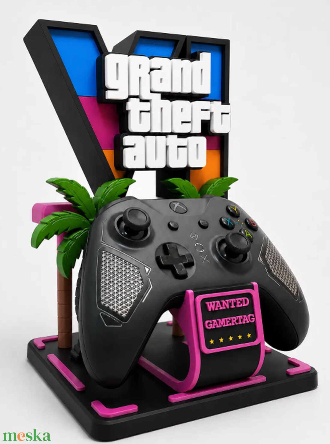 Grand Theft Auto VI Prémium Kontrollertartó Állvány � Vice City Neon Edition - otthon & életmód - tárolás & rendszerezés - kontroller tartók - Meska.hu