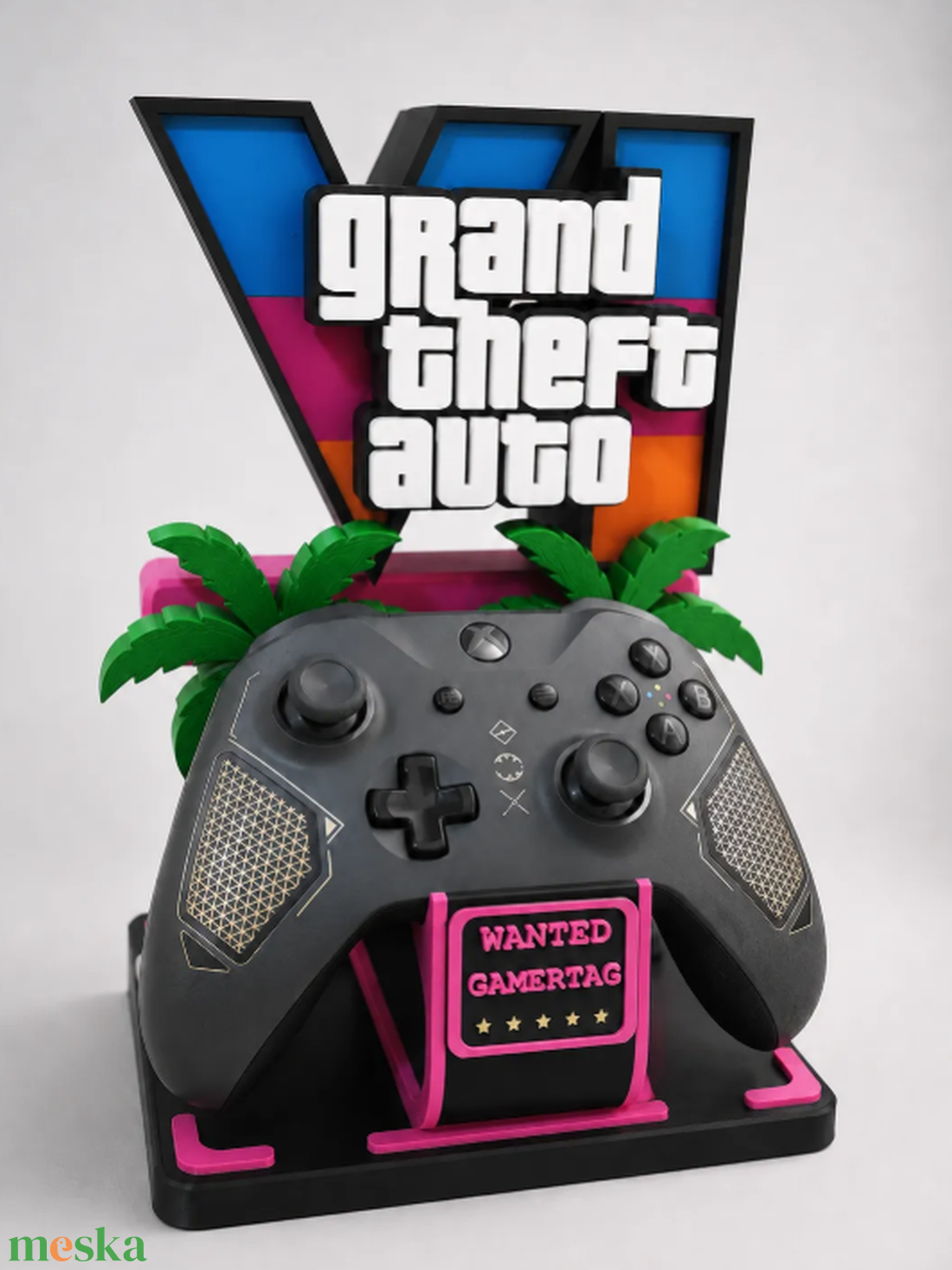 Grand Theft Auto VI Prémium Kontrollertartó Állvány � Vice City Neon Edition - otthon & életmód - tárolás & rendszerezés - kontroller tartók - Meska.hu