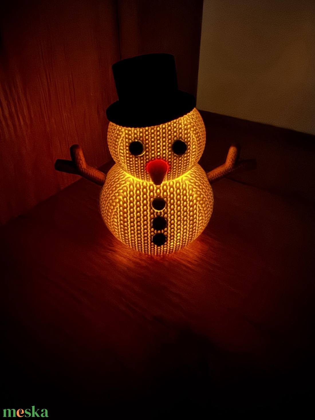 Világító Hóember Dekoráció  3D nyomtatott, kézzel összeállított téli dísz - karácsony - karácsonyi lakásdekoráció - karácsonyi manók, figurák - Meska.hu