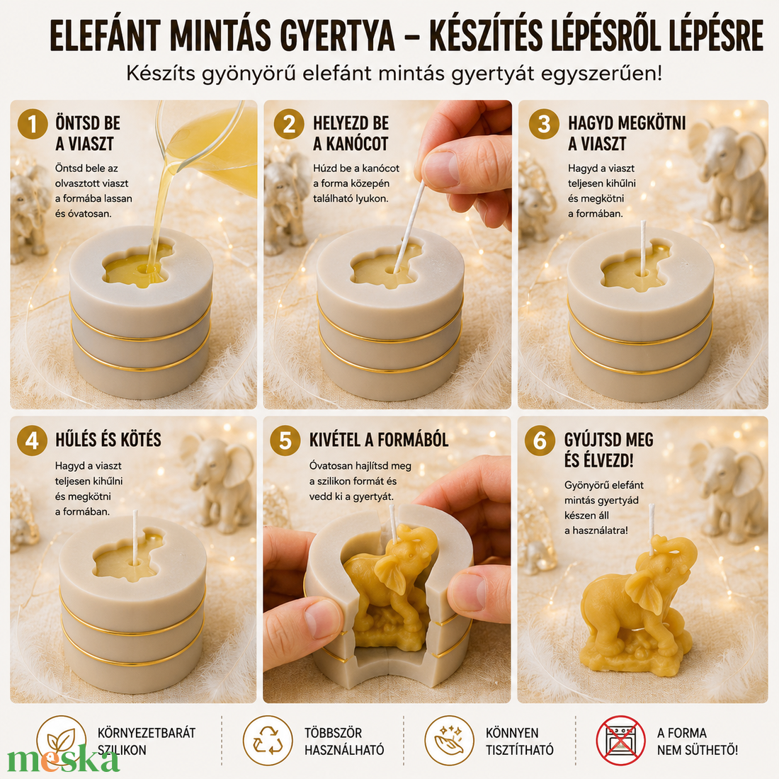 Elefánt szilikon forma - kellékek & szerszámok - vegyes alapanyag - szilikon öntőforma - Meska.hu