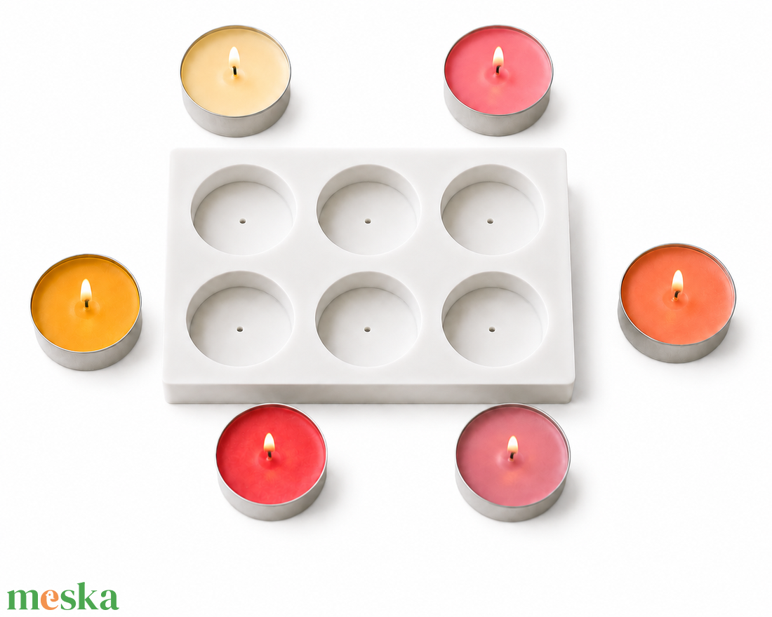 6 darabos mécses szilikon mécsesöntő forma - kellékek & szerszámok - vegyes alapanyag - szilikon öntőforma - Meska.hu