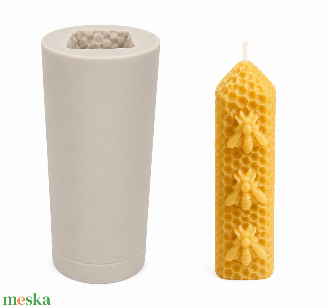 Szögletes Méhes Szilikon Gyertyaöntő Forma � Méhsejt és Méhecske Mintával szilikon forma - kellékek & szerszámok - vegyes alapanyag - szilikon öntőforma - Meska.hu