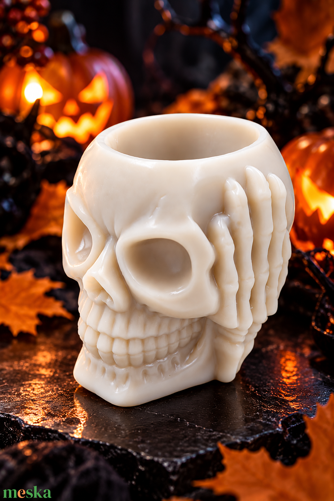 Koponya mécsestartó szilikon öntőforma � Halloween dekoráció szilikon forma - kellékek & szerszámok - vegyes alapanyag - szilikon öntőforma - Meska.hu
