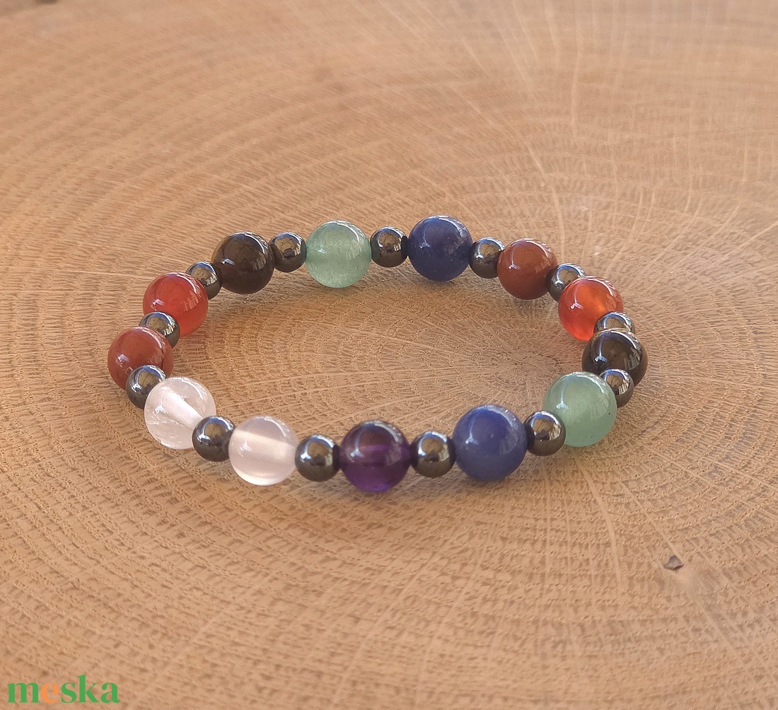 8 csakra harmonizáló programozott kristálykarkötő hematittal /8cs19 - ékszer - karkötő - ásványkarkötő - Meska.hu