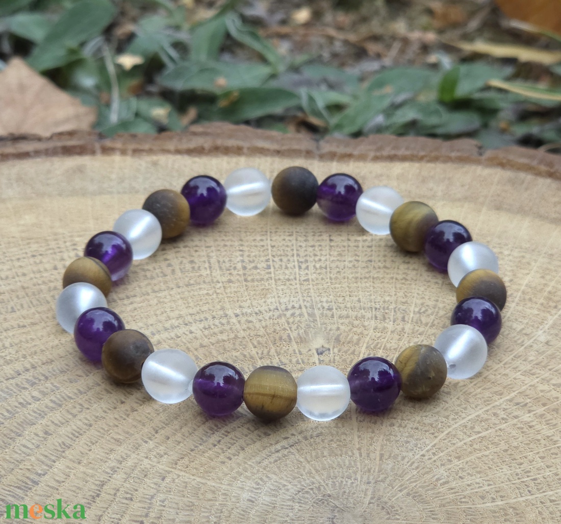 Iskolai harmonizáló programozott kristálykarkötő /i5 - ékszer - karkötő - ásványkarkötő - Meska.hu