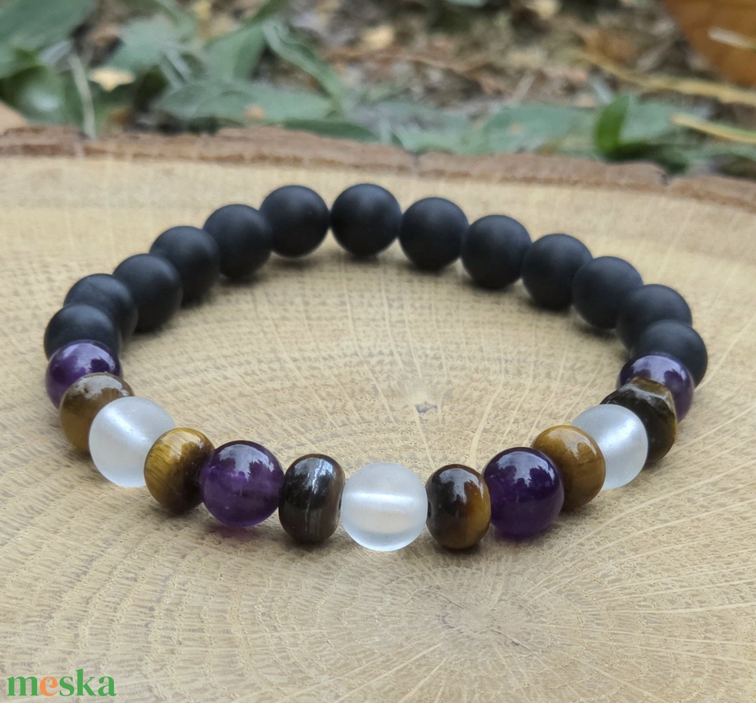 Iskolai harmonizáló programozott kristálykarkötő /i2 - ékszer - karkötő - ásványkarkötő - Meska.hu