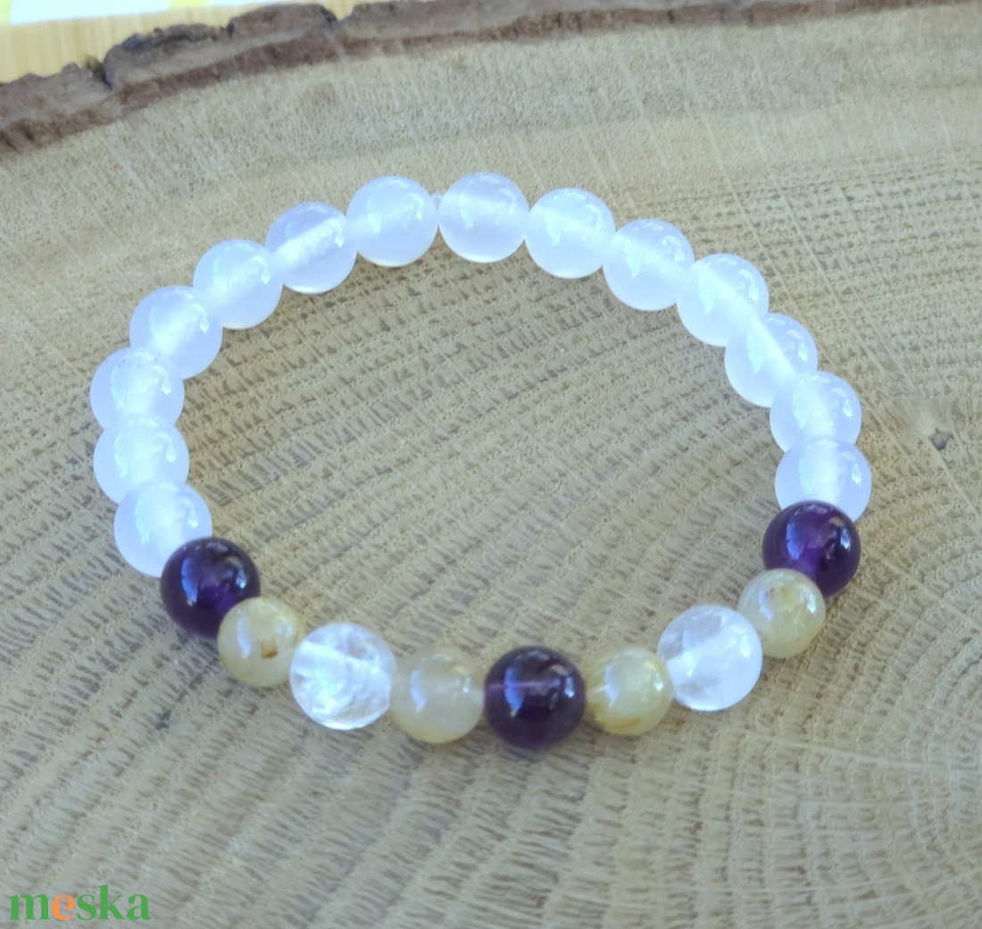 Iskolai harmonizáló programozott kristálykarkötő /i8 - ékszer - karkötő - ásványkarkötő - Meska.hu