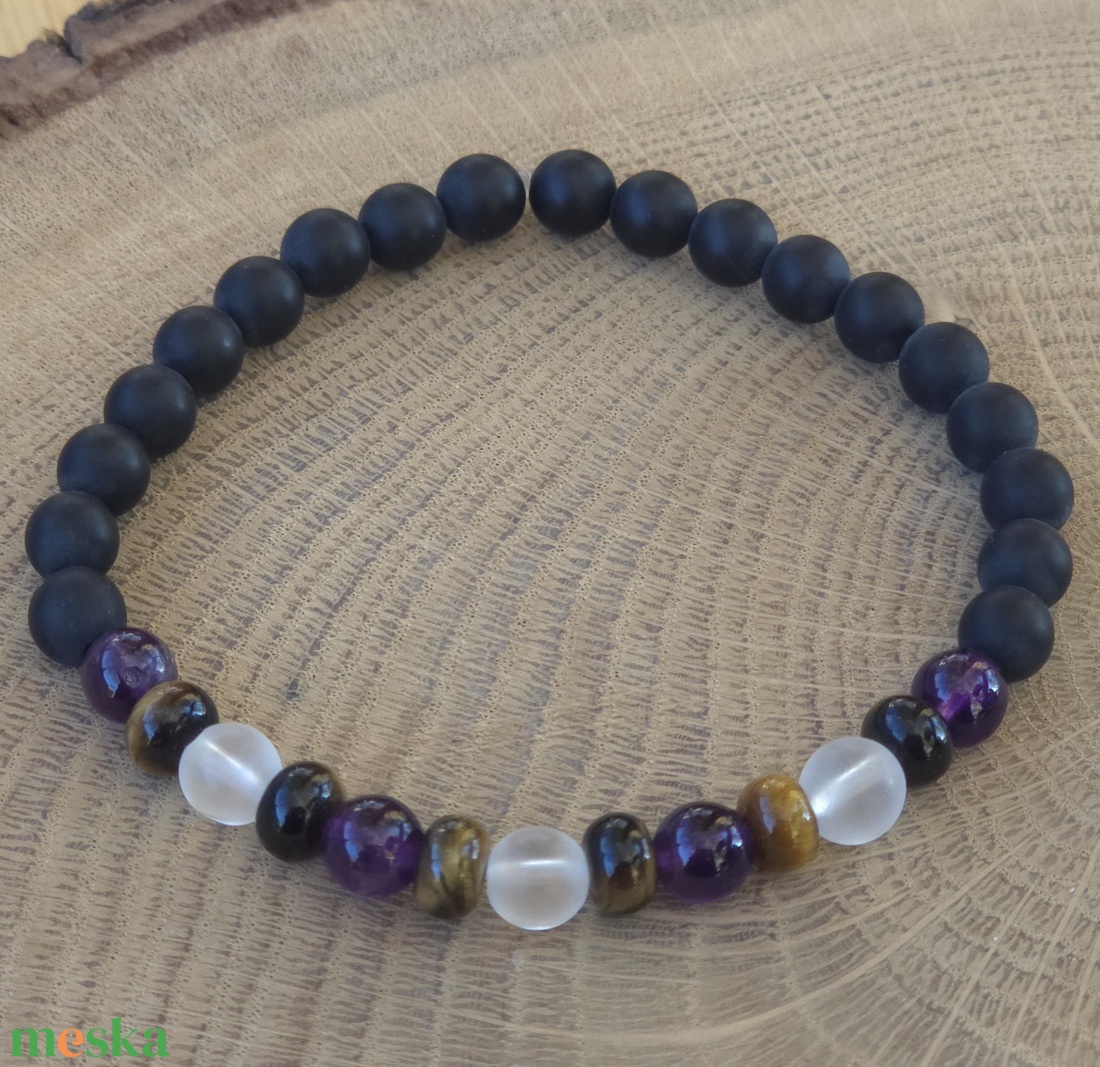 Iskolai harmonizáló programozott kristálykarkötő /i7 - ékszer - karkötő - ásványkarkötő - Meska.hu