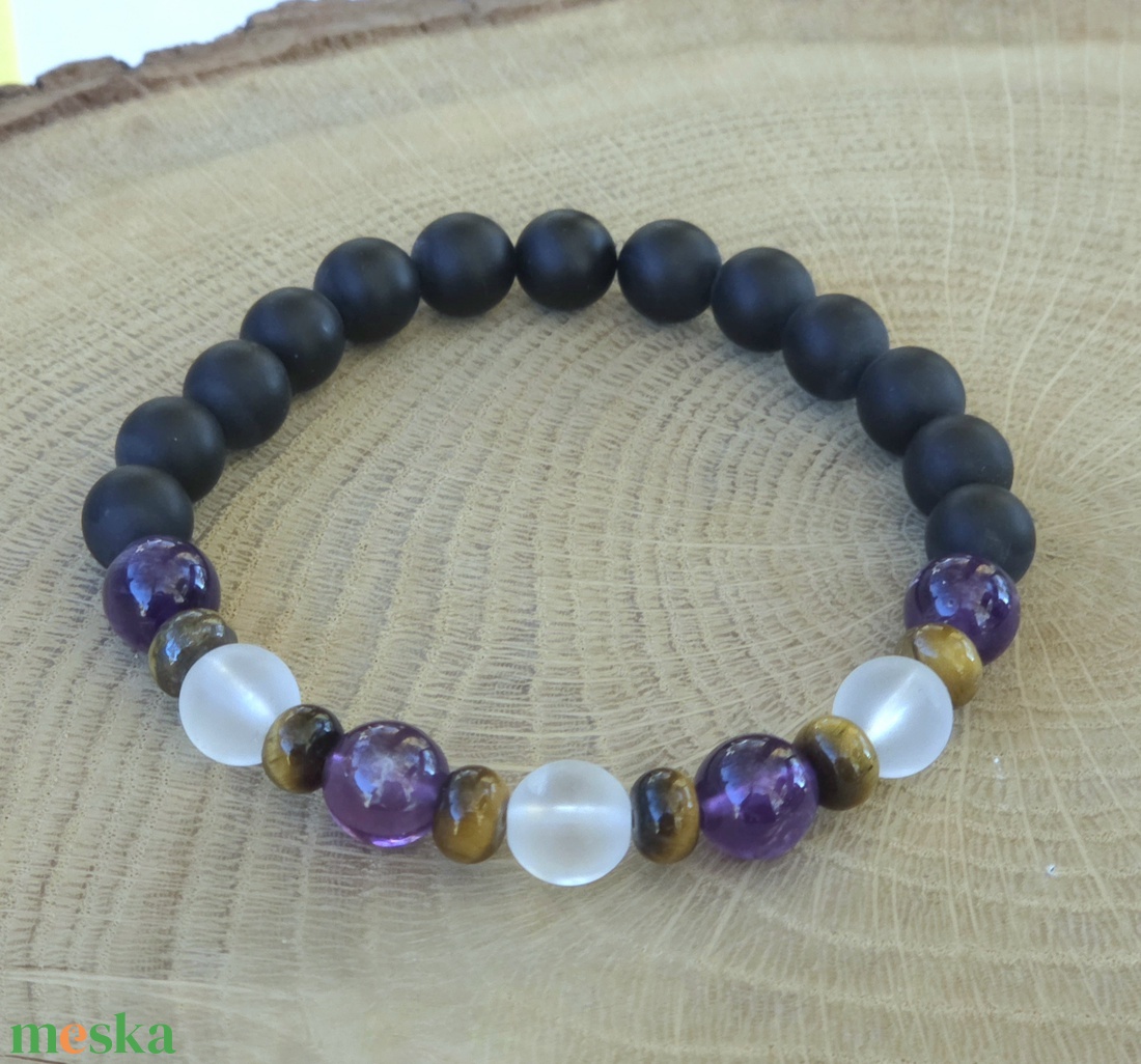 Iskolai harmonizáló programozott kristálykarkötő - ékszer - karkötő - ásványkarkötő - Meska.hu