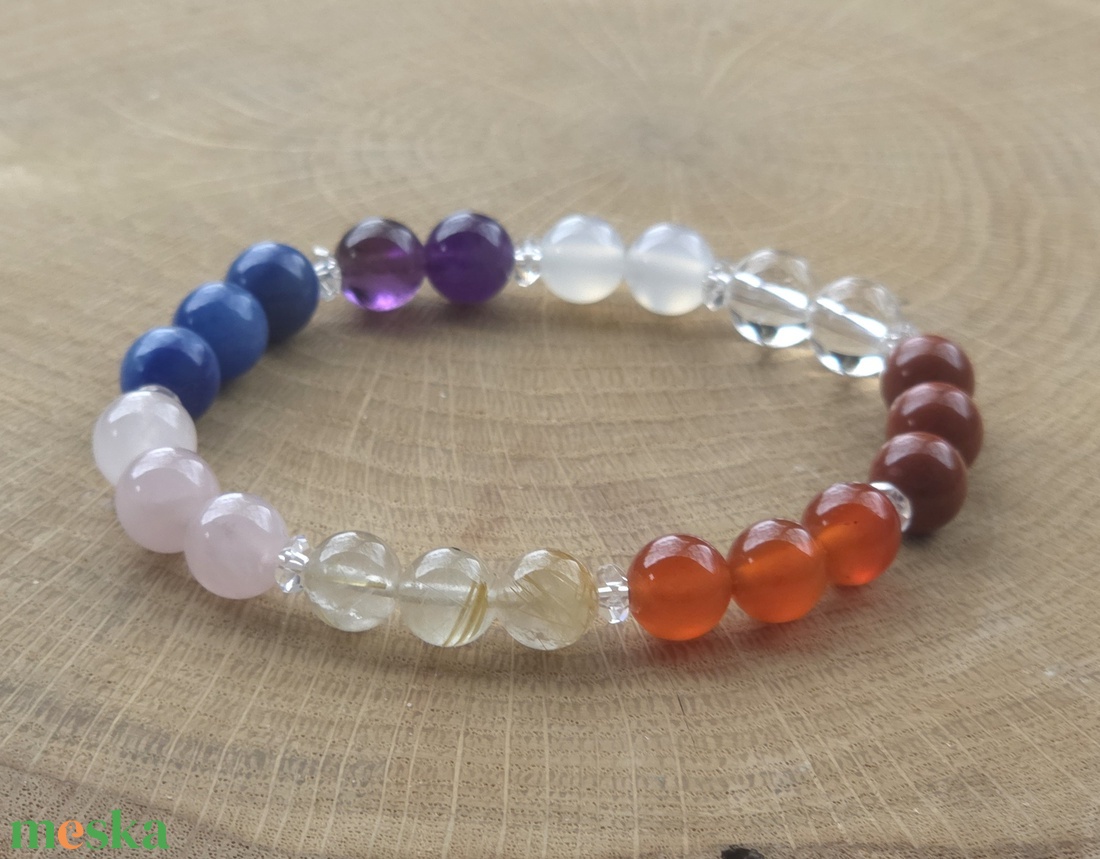 8 csakra harmonizáló programozott kristálykarkötő /8cs7 - ékszer - karkötő - ásványkarkötő - Meska.hu