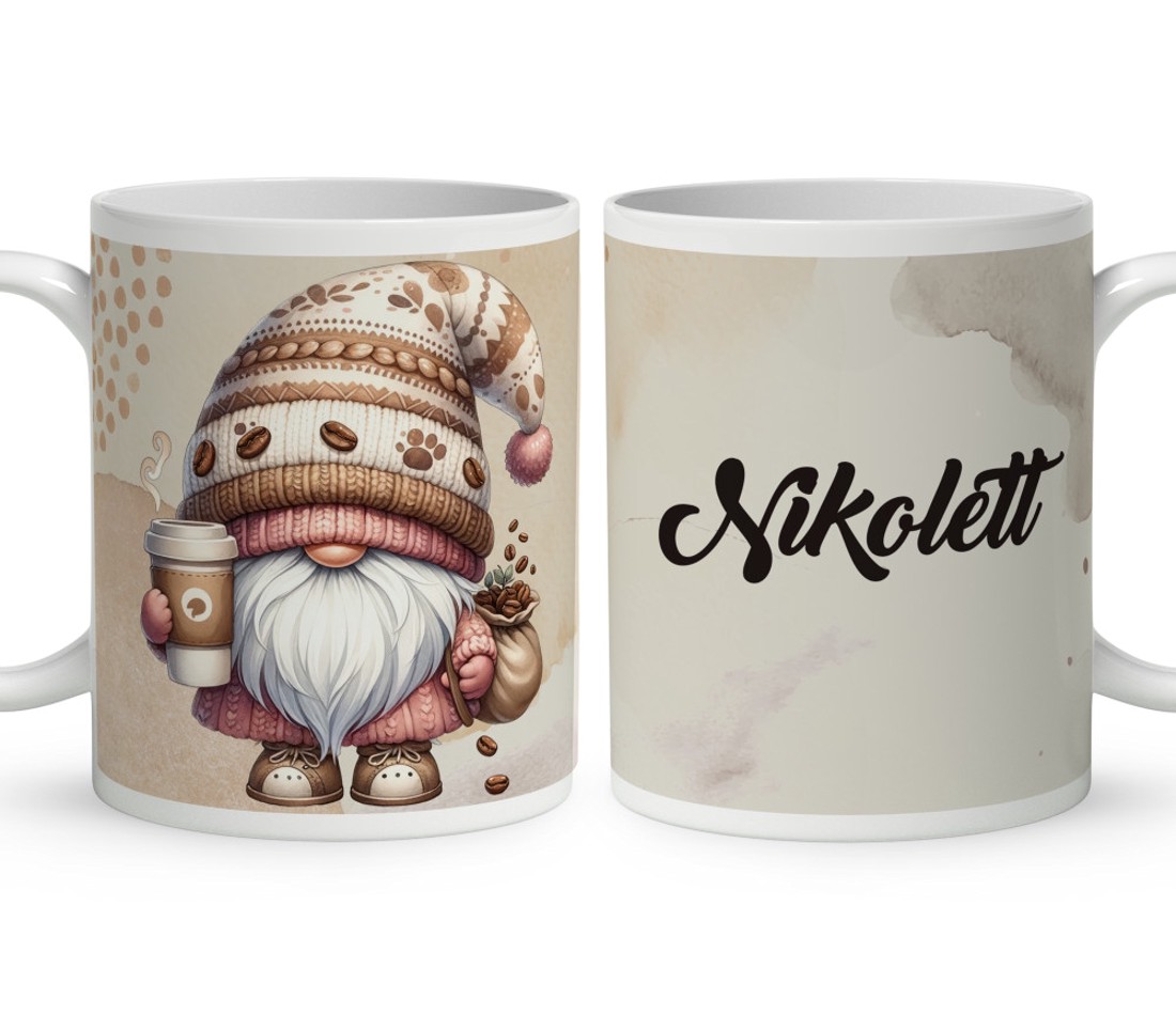 Névvel kérhető - Kávés manó cókmókos mintás bögre - otthon & életmód - konyhafelszerelés, tálalás - tálalás - bögre & csésze - Meska.hu