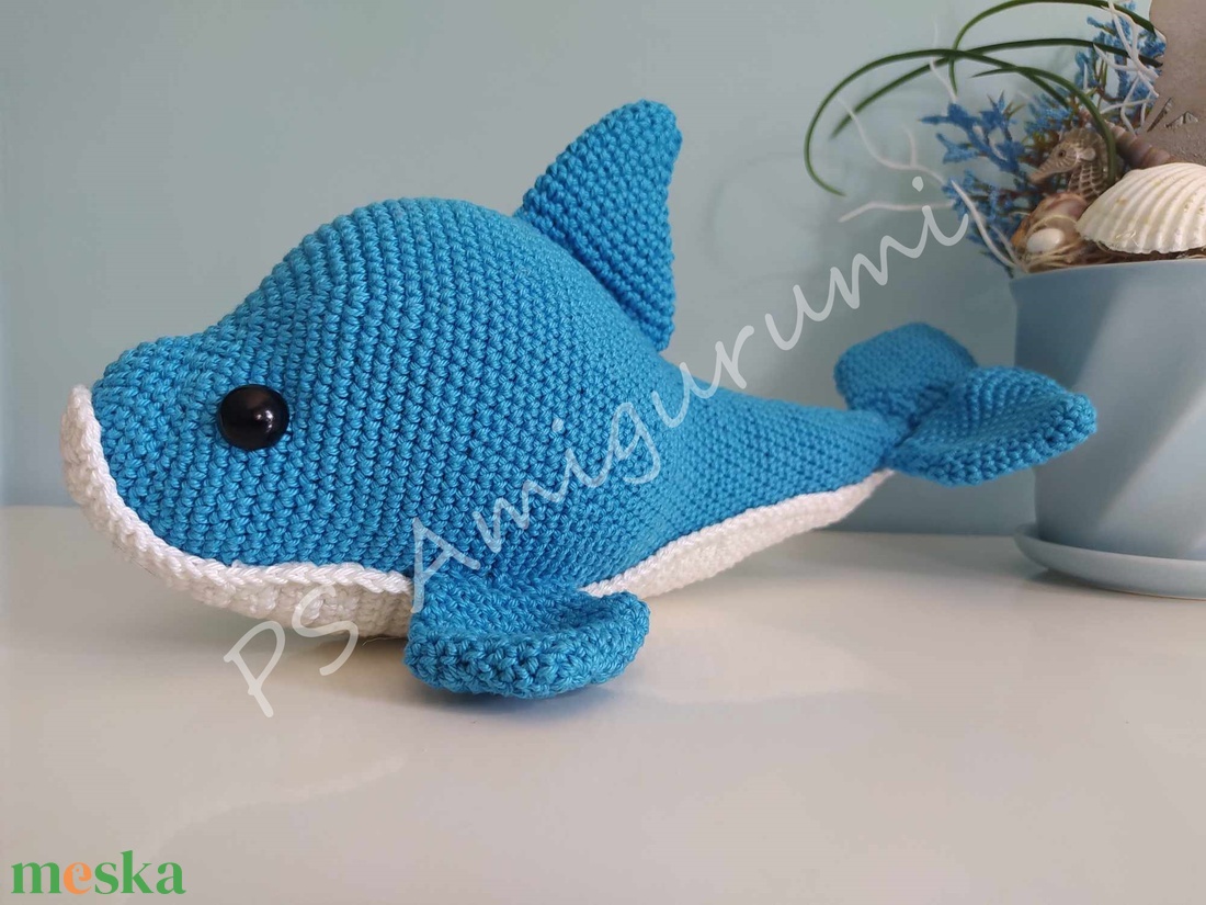 30 centis horgolt delfin - játék & sport - plüssállat & játékfigura - más figura - Meska.hu