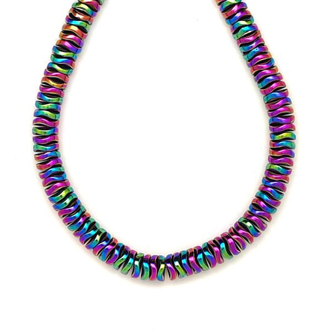 Hematit szinezett szivárvány hullámos korong 6x2mm  ékszerkészítő alapanyag (füzér) - kellékek & szerszámok - ásvány alapanyag - ásványfüzér - Meska.hu