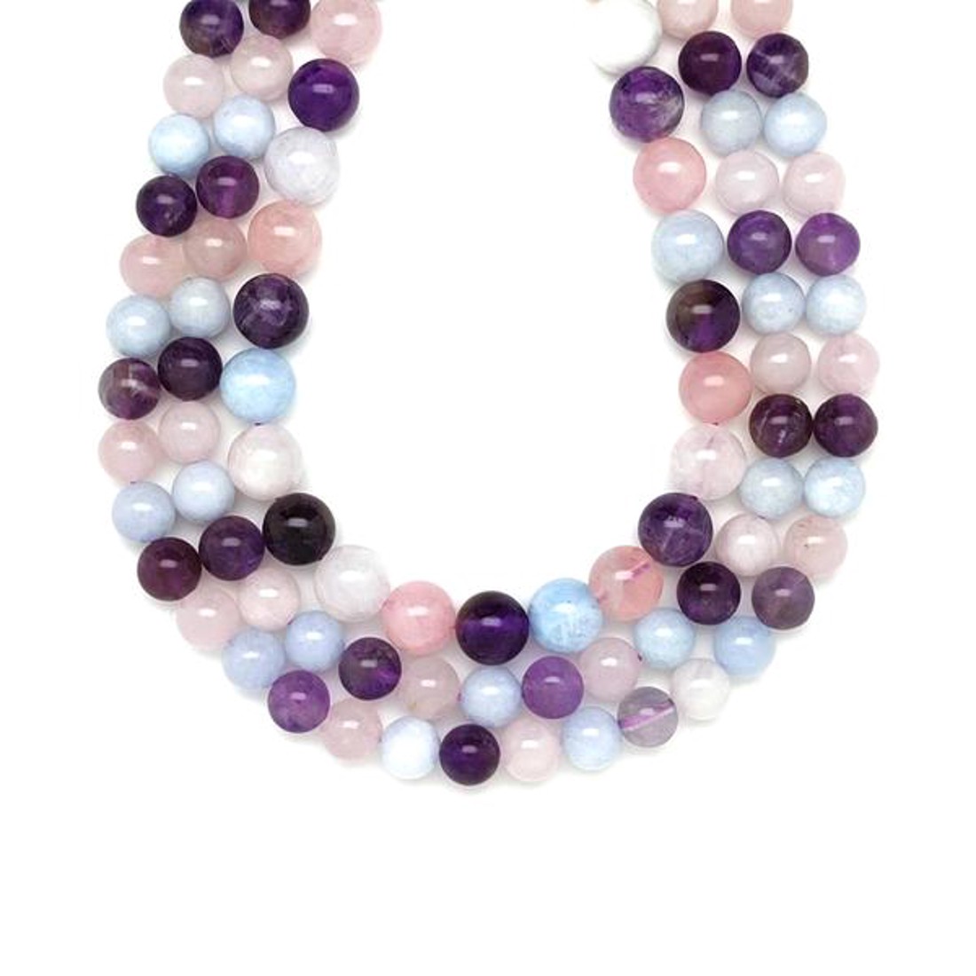Multi Akvamarin Ametiszt Rózsakvarc golyó 8-9mm� ékszerkészítő alapanyag (füzér) - kellékek & szerszámok - ásvány alapanyag - ásványfüzér - Meska.hu