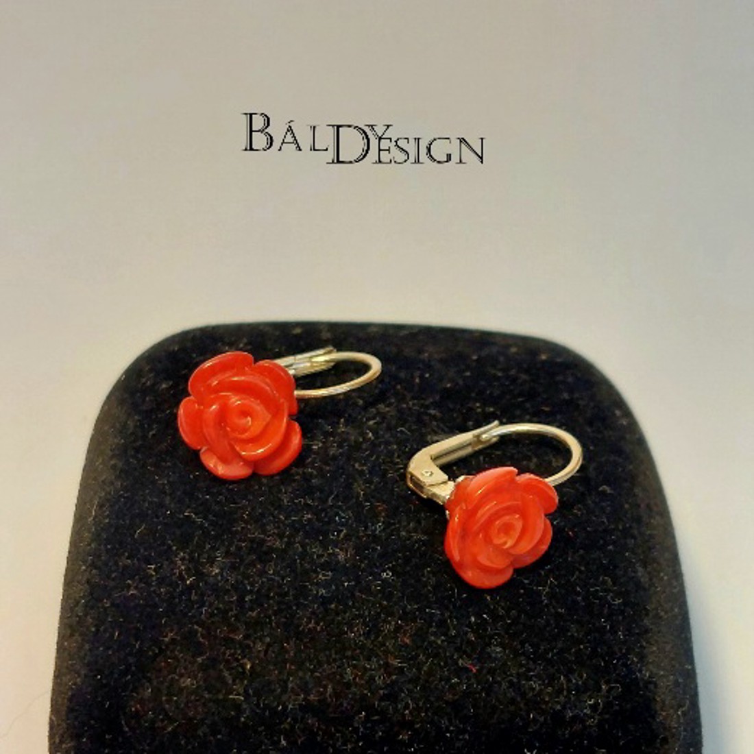 Piros rózsa korall fülbevaló -  - Meska.hu