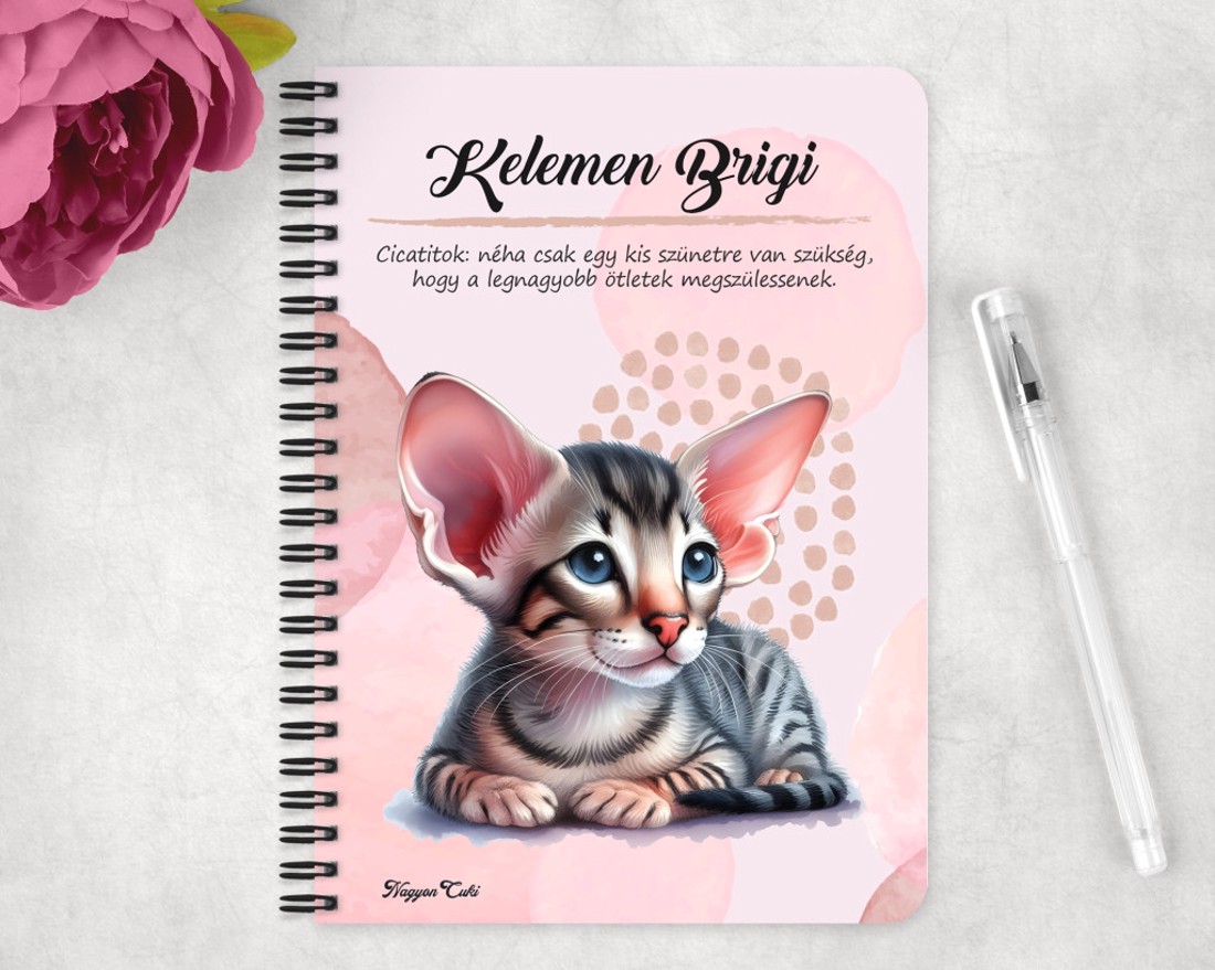 Személyre szabható - Cuki devon cicus mintás A6-os füzet - otthon & életmód - papír, írószer - jegyzetfüzet & napló - Meska.hu