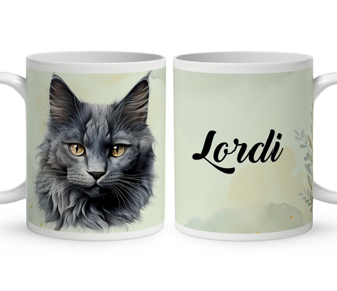 Névvel kérhető - Nebelung macska portré mintás bögre - otthon & életmód - konyhafelszerelés, tálalás - tálalás - bögre & csésze - Meska.hu