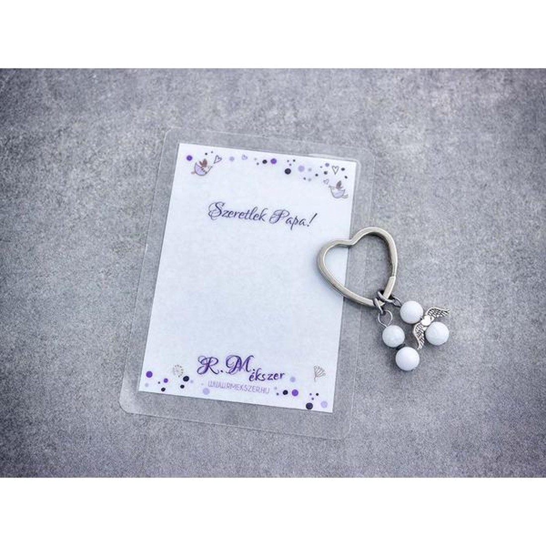 Szeretlek Papa kulcstartó tejkvarccal - táska & tok - kulcstartó & táskadísz - kulcstartó - Meska.hu
