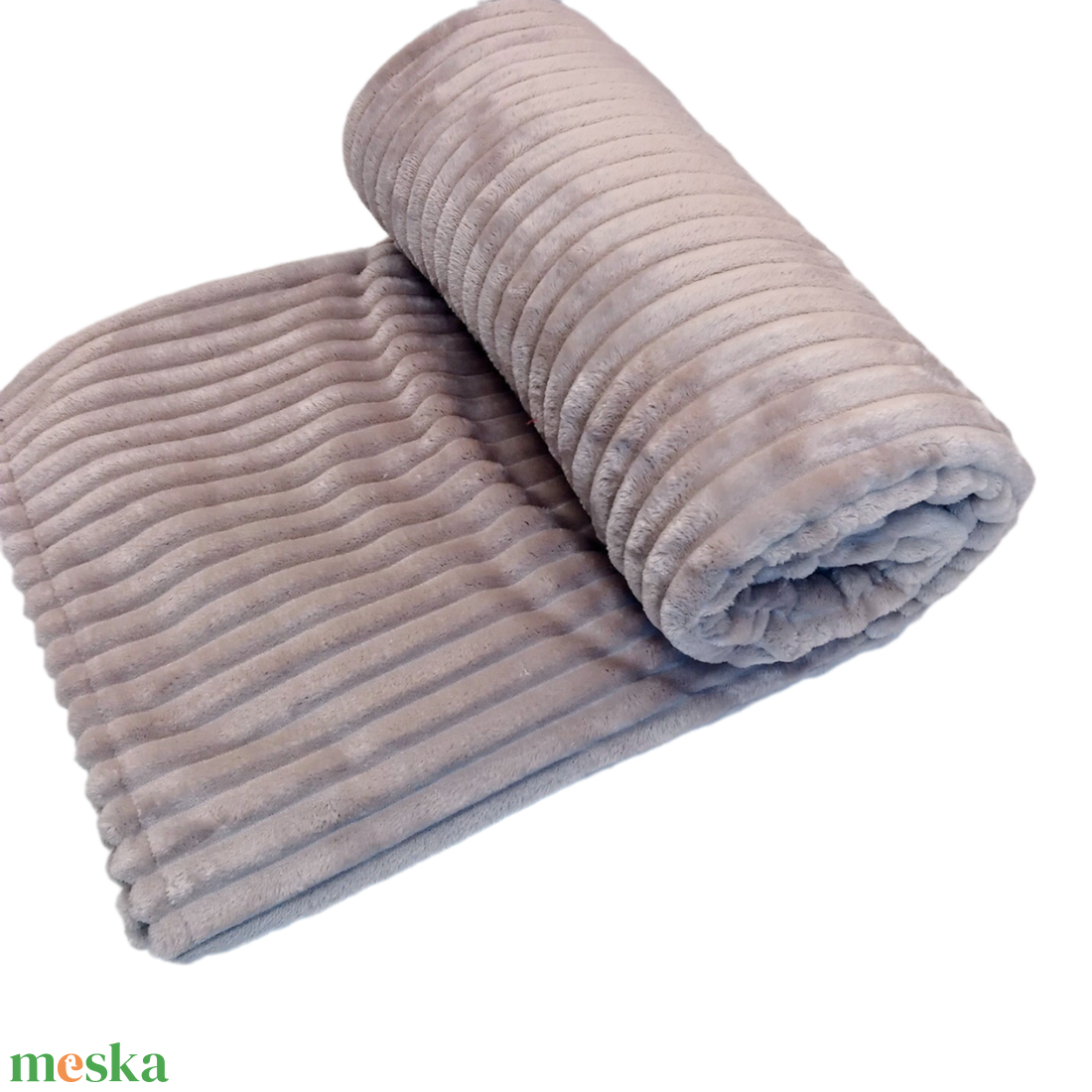Bordázott Meleg Fleece Takaró világosszürke - otthon & életmód - lakástextil - felnőtt takaró, pléd - Meska.hu