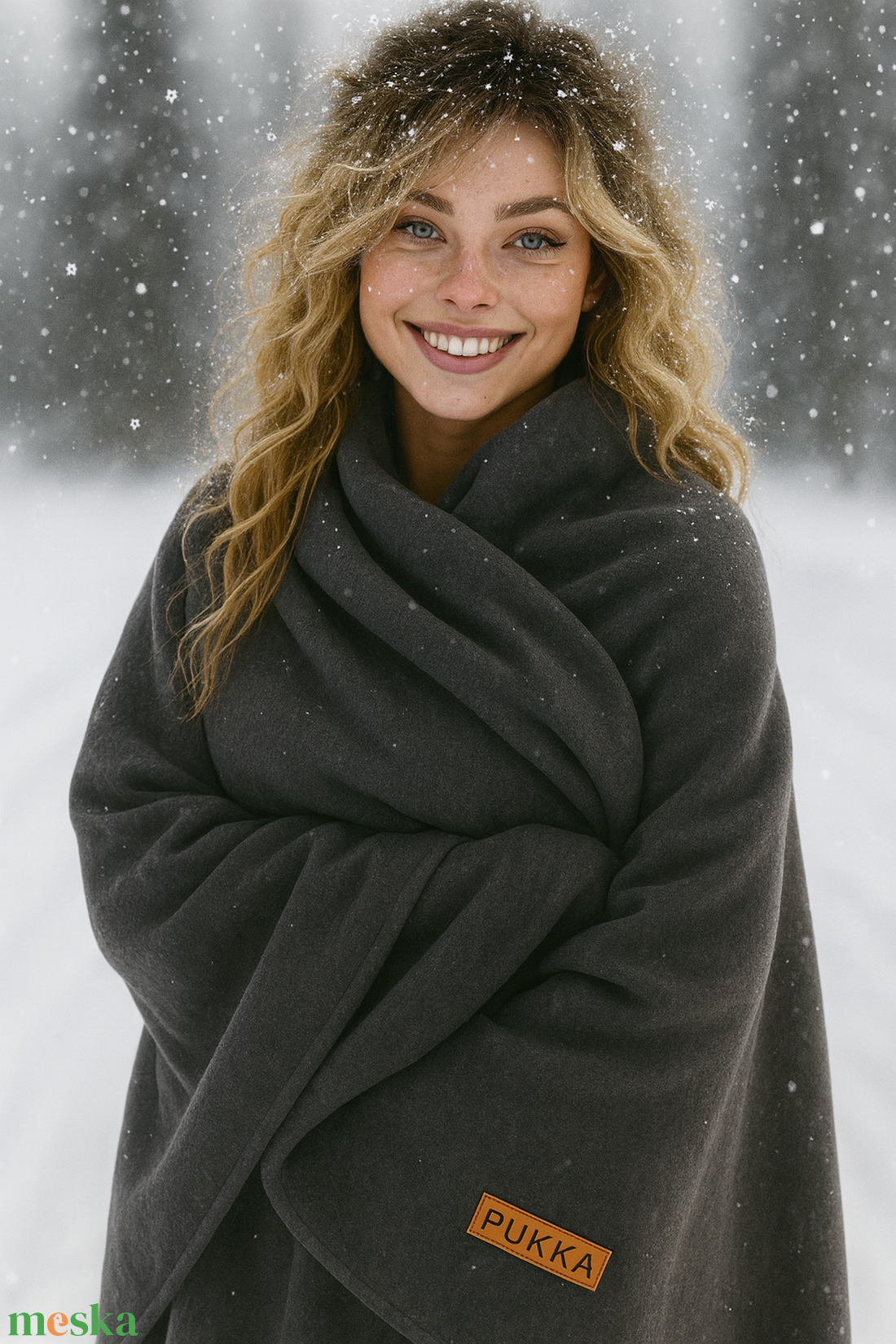 Meleg duplarétegű takaró barack-szürke - otthon & életmód - lakástextil - felnőtt takaró, pléd - Meska.hu