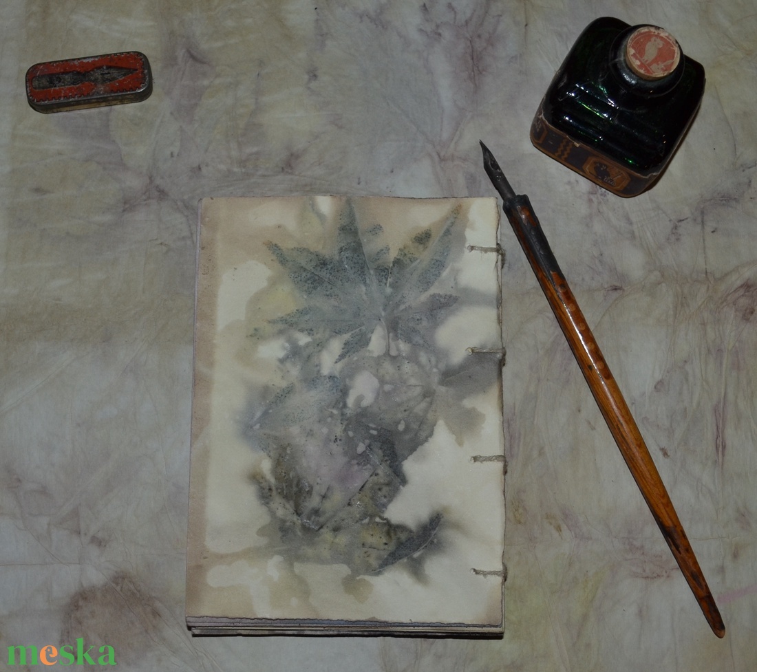 Eco print jegyzetfüzet, notebook, napló - otthon & életmód - papír, írószer - jegyzetfüzet & napló - Meska.hu