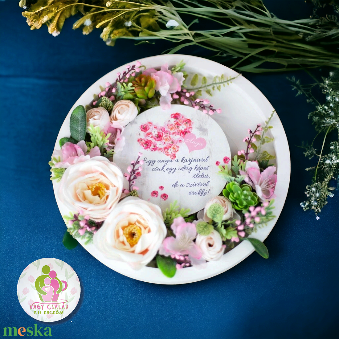 Anyák-napi díszített kör keret - otthon & lakás - dekoráció - virágdísz és tartó - virágbox, virágdoboz - Meska.hu
