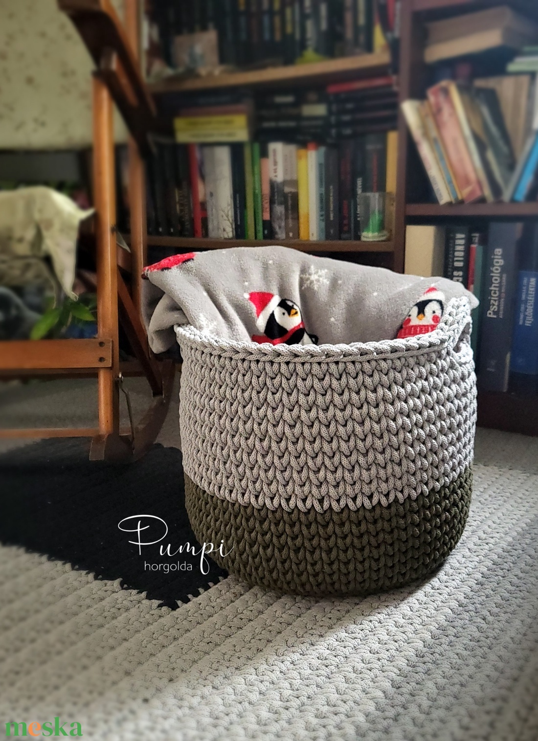Óriás horgolt kosár - otthon & életmód - tárolás & rendszerezés - tárolókosár - Meska.hu
