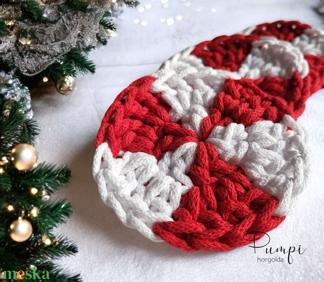 Karácsonyi horgolt poháralátét - otthon & életmód - konyhafelszerelés, tálalás - tálalás - tányér- és poháralátét - Meska.hu