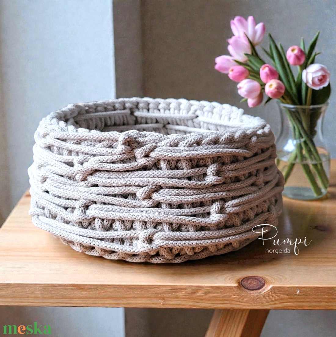 Horgolt kosár - otthon & életmód - tárolás & rendszerezés - tárolókosár - Meska.hu