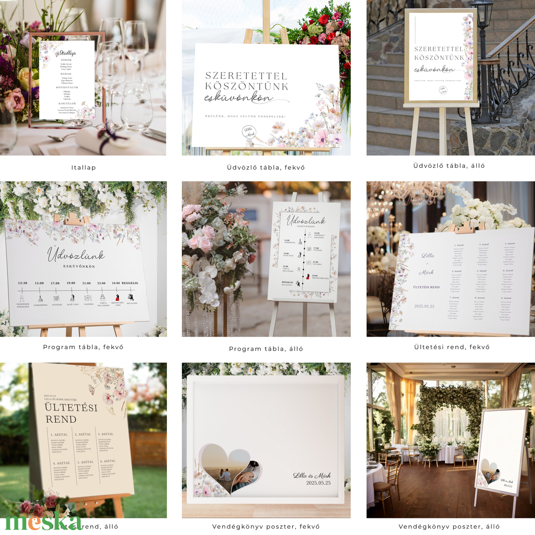 Esküvői meghívó digitális Canva prémium sablon csomag, Wildflower Collection - művészet - grafika & illusztráció - digitális - Meska.hu