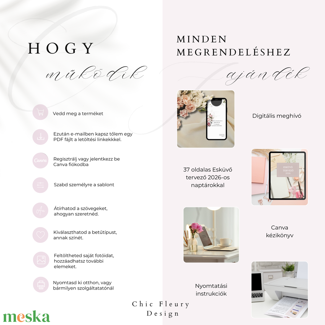 Esküvői meghívó digitális Canva prémium sablon csomag, Rose Elegance Collection - művészet - grafika & illusztráció - digitális - Meska.hu