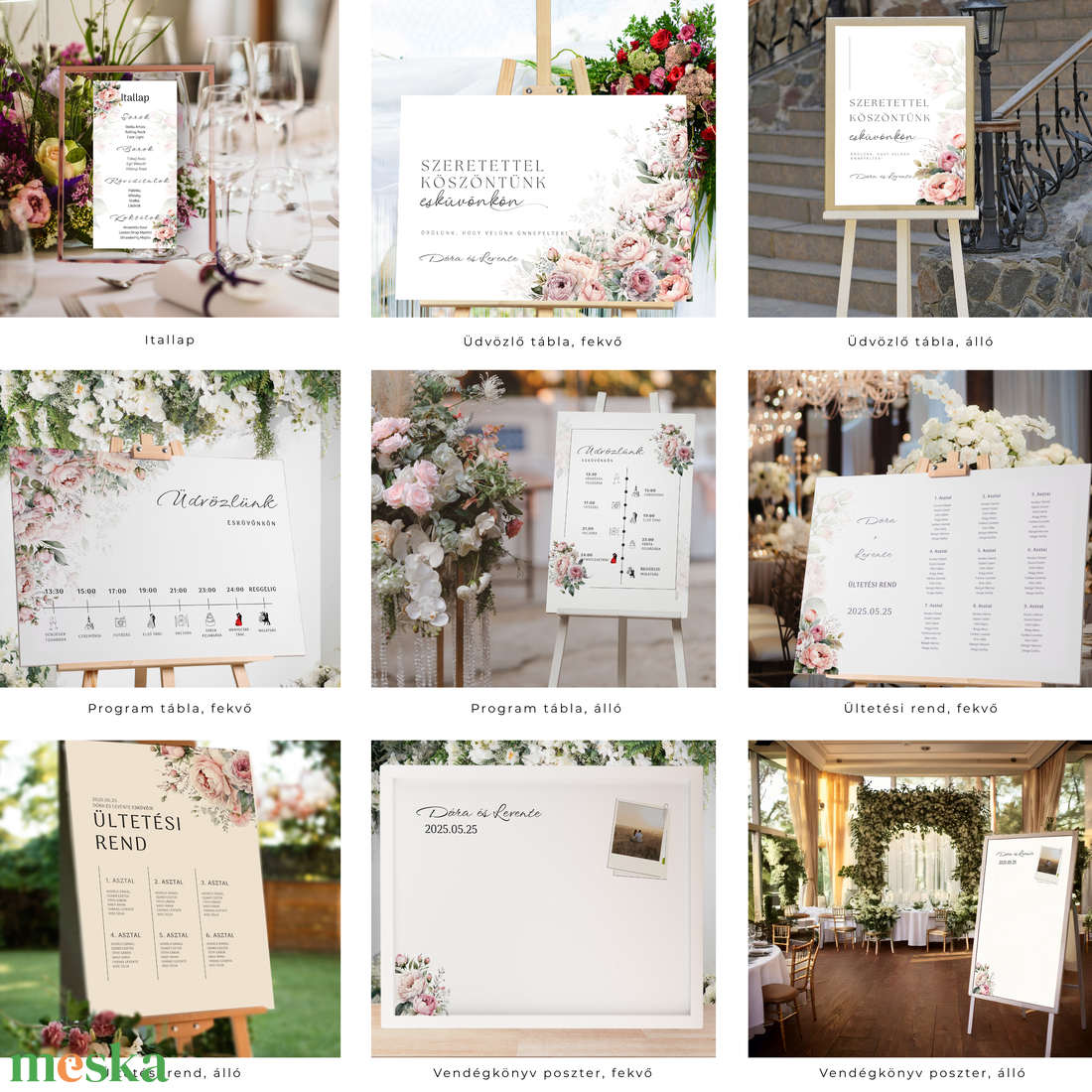Esküvői meghívó digitális Canva prémium sablon csomag, Rose Elegance Collection - művészet - grafika & illusztráció - digitális - Meska.hu