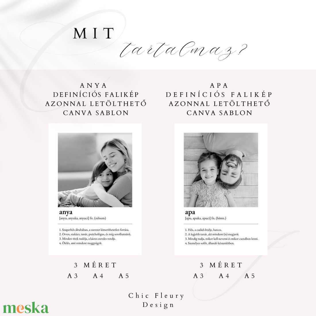 Anya és Apa definíciós falikép digitális, nyomtatható Canva sablon poszter - művészet - grafika & illusztráció - digitális - Meska.hu