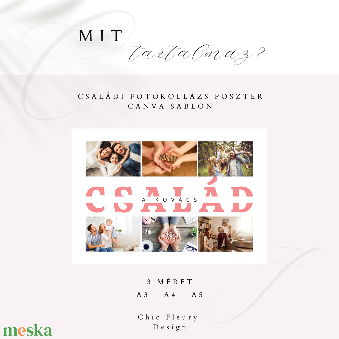 Családi fotókollázs poszter, falikép digitális, nyomtatható Canva sablon - művészet - grafika & illusztráció - digitális - Meska.hu