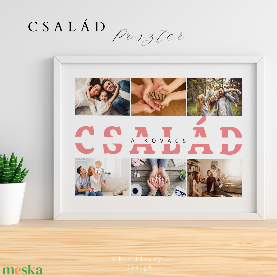Családi fotókollázs poszter, falikép digitális, nyomtatható Canva sablon - művészet - grafika & illusztráció - digitális - Meska.hu