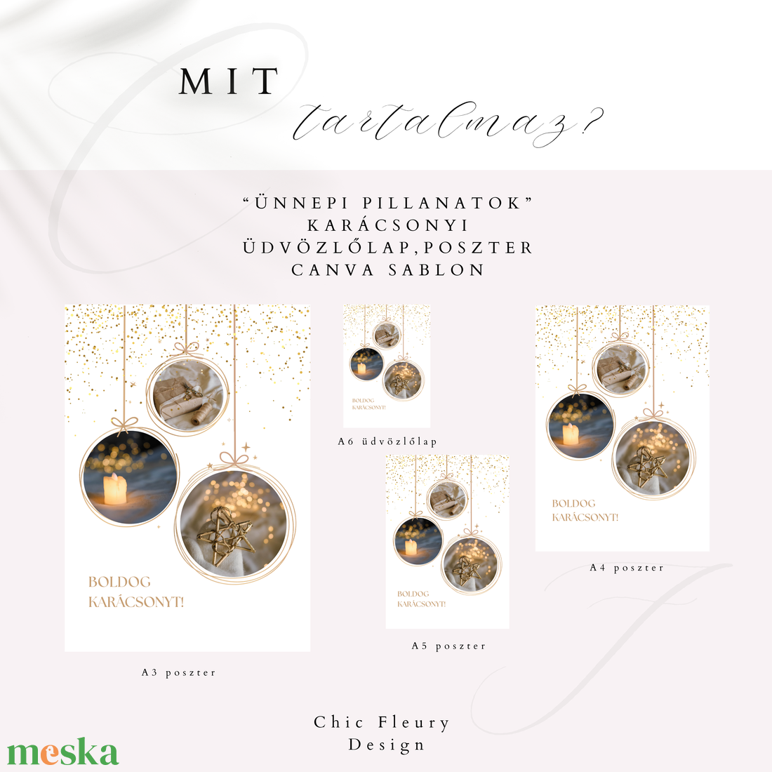 Ünnepi pillanatok üdvözlőlap, poszter, falikép digitális, nyomtatható Canva sablon - művészet - grafika & illusztráció - digitális - Meska.hu