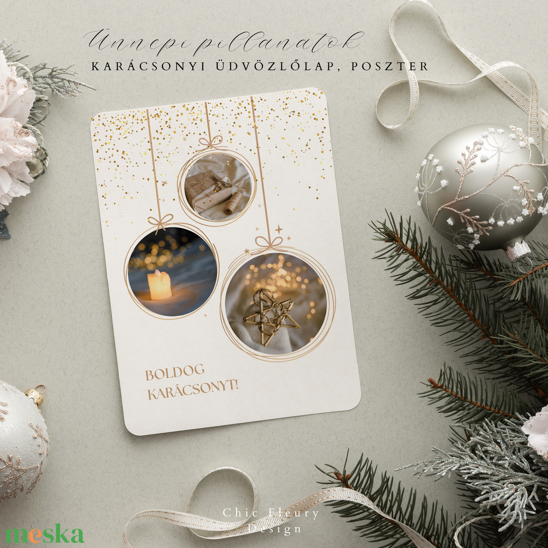 Ünnepi pillanatok üdvözlőlap, poszter, falikép digitális, nyomtatható Canva sablon - művészet - grafika & illusztráció - digitális - Meska.hu