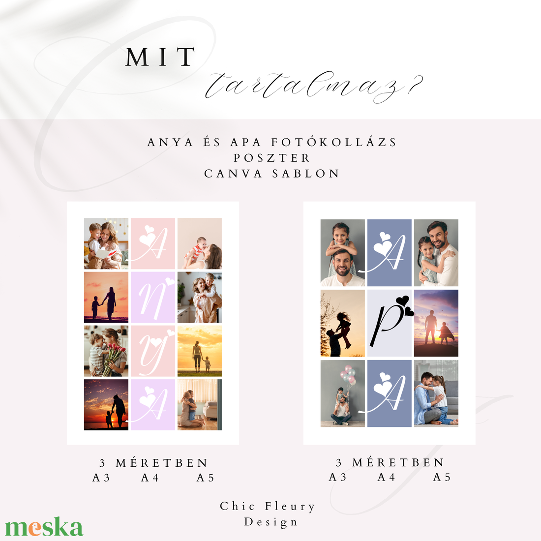 Anya és Apa fotókollázs digitális, nyomtatható Canva sablon poszter - művészet - grafika & illusztráció - digitális - Meska.hu