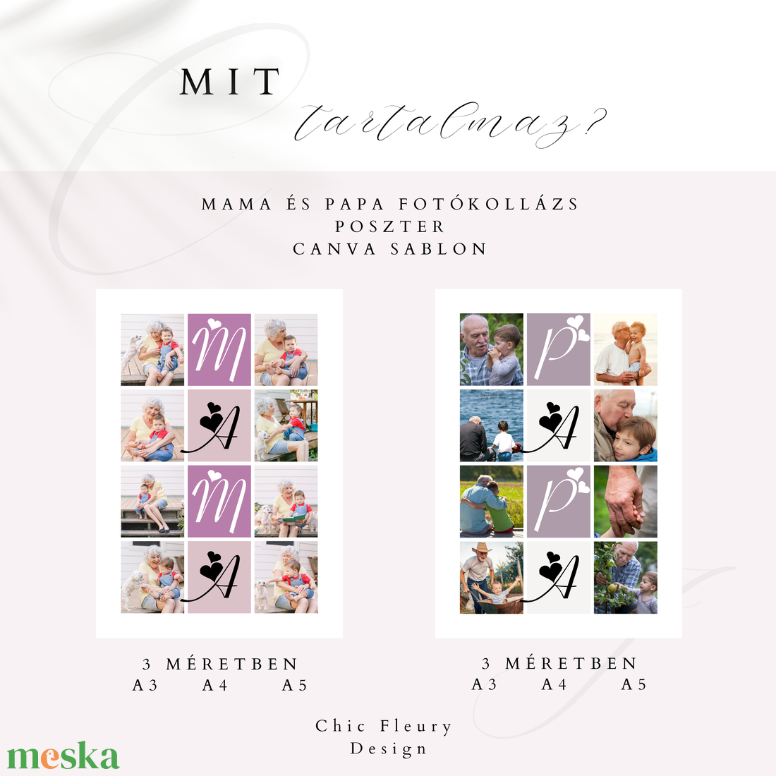 Mama és Papa fotókollázs digitális, nyomtatható Canva sablon poszter - művészet - grafika & illusztráció - digitális - Meska.hu