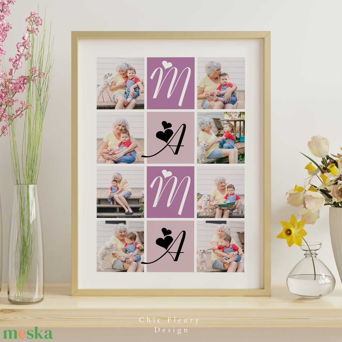 Mama és Papa fotókollázs digitális, nyomtatható Canva sablon poszter - művészet - grafika & illusztráció - digitális - Meska.hu
